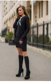 black  Outfits ⭐ Black Elegant Knit and Tricot Winter Tunic and