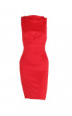   Зимна разпродажба ⭐ Изящна огнено червена рокля с дантелен
