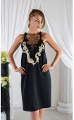 Рокли - Черна официална рокля с деколте от дантела и тюл Gold and Black -  - 3388 - 16604 -  - ТОП модели и цени