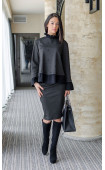 Gray Elegant Slim fit Side pockets Winter midi Skirt
