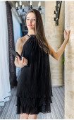 Рокли - Ефирна черна лятна рокля Soleil -  - 3380 - 17872 -  - ТОП модели и цени