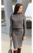 gray  Outfits ⭐ Gray Casual Knit Long sleeve High neck Regular