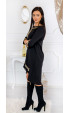 черни до коляното Официални рокли ⭐ Черна елегантна асиметрична