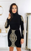black  Skirts ⭐ Black Slim fit Elegant Gold sequins Winter Skirt