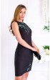 Black Formal Slim fit Oval neckline Lace and Sequin Dress