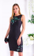 Black Formal Slim fit Oval neckline Lace and Sequin Dress