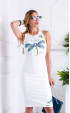 White Casual Slim fit Tank top Sleeveless Summer Midi Dress