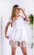 white  Summer blouses ⭐ White Elegant Cotton and Lace Short