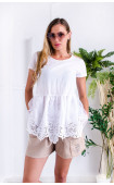 white  Summer blouses ⭐ White Elegant Cotton and Lace Short