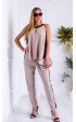 beige long Outfits ⭐ Beige Elegant Georgette Top and Pants Set