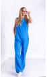 Blue Casual Linen Sleeveless Jumpsuit