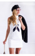 white mini Casual Dresses ⭐ White high collar sleeveless print