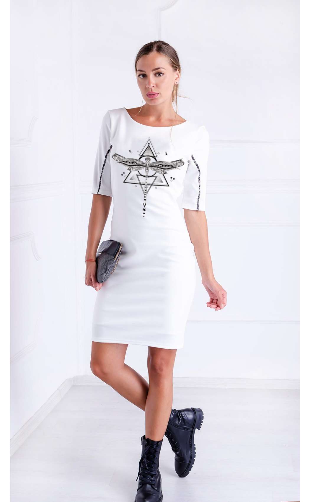 White Casual Half sleeve midi dress Casual Dresses