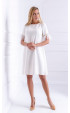 White Formal A line dress with feathers and pearls