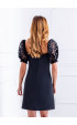 black mini Formal Dresses ⭐ Black mini square neck floral