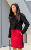 Red Casual Regular fit side Pockets midi Skirt