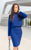 blue  Outfits ⭐ Blue Knit Regular fit Long sleeve High neck