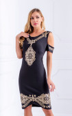 Black Slim fit midi asymmetric elegant dress