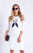 бели  Зимна разпродажба ⭐ Бяла елегантна вталена рокля J'adore