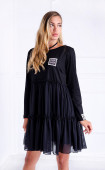 black midi Winter dresses ⭐ Black casual with ruffles