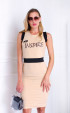 бежови до коляното Летни рокли ⭐ Бежова рокля в комбинация с черен колан Inspire