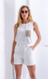 White Georgette Elegant Sequin Pocket Top