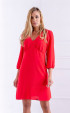 red  Formal Dresses ⭐ Red formal midi 3/4 wide sleeves V-neck