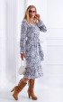 Дълга памучна рокля в синьо и бяло с дълъг ръкав Santorini