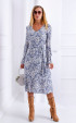 Дълга памучна рокля в синьо и бяло с дълъг ръкав Santorini