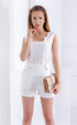 бели  Летни блузи ⭐ Лятна бяла блуза без ръкави с дантела