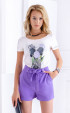 ecru mini Summer blouses ⭐ Summer short sleeve blouse with print