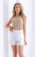 Beige Elegant Polyester and Mesh Lining Sleeveless Summer Top