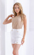 Beige Elegant Polyester and Mesh Lining Sleeveless Summer Top