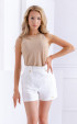 Beige Elegant Polyester and Mesh Lining Sleeveless Summer Top