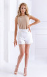 Beige Elegant Polyester and Mesh Lining Sleeveless Summer Top