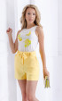 Short summer yellow pants with pockets and belt