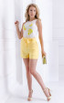 Short summer yellow pants with pockets and belt
