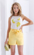 Short summer yellow pants with pockets and belt