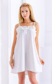 Elegant Summer midi white georgette dress with curls
