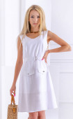 White midi sleeveless linen dress