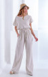 Wide long linen pants with elastic waist