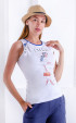 white mini Summer blouses ⭐ Sleeveless top with fresh summer