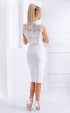 бели до коляното Официални рокли ⭐ Нежна официална бяла рокля с