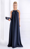 Black long sleeveless evening dress