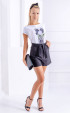 ecru mini Summer blouses ⭐ Summer short sleeve blouse with print