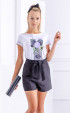 ecru mini Summer blouses ⭐ Summer short sleeve blouse with print
