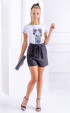 ecru mini Summer blouses ⭐ Summer short sleeve blouse with print