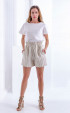 beige mini Pants ⭐ Short linen striped pants with pockets