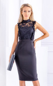 Черна официална вечерна рокля с дантела Катрин