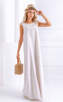 Summer long linen dress with decoration